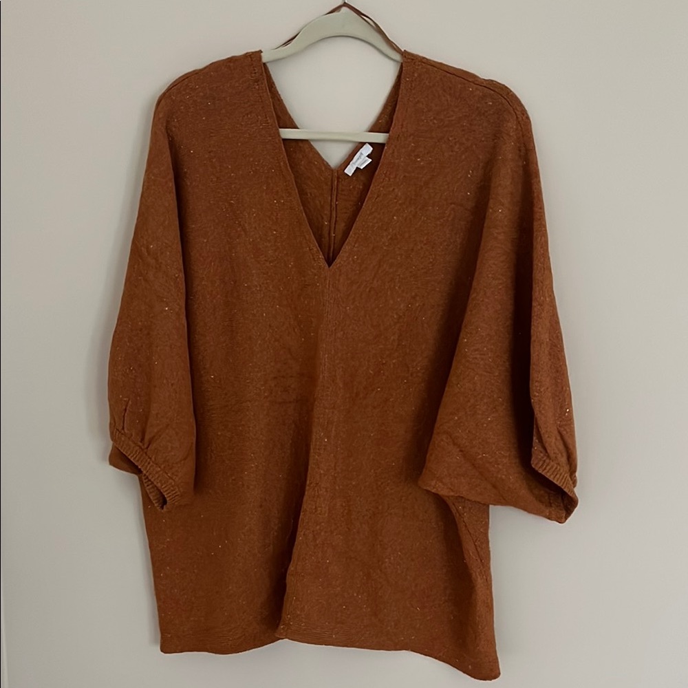 J Jill EUC Rust V-Neck Slouchy Sweater